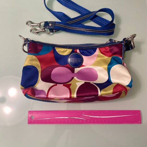 Coach Purse Multi Color Signature C Satin Cross body - Picture 3 of 4